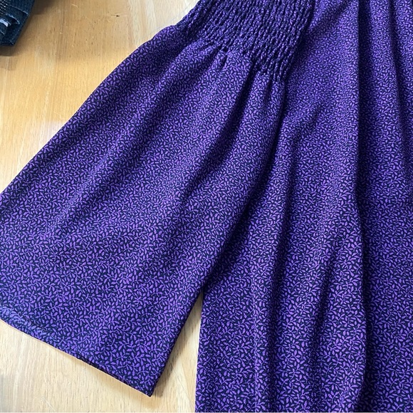 Michael Kors Women’s Purple Smocked Neck blouse Sz Large - Picture 7 of 13